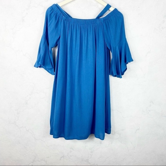 [Gianni Bini] Blue Cold Shoulder Dress - Picture 2 of 3